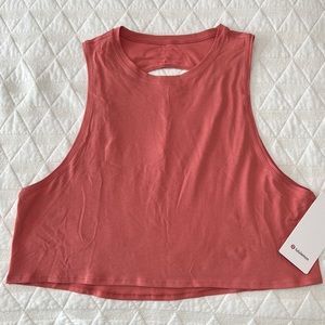 Lululemon Cut Back Crop Tank Size 10 Coral peek-a-boo back
